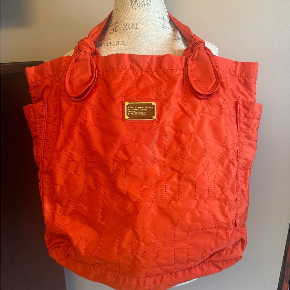 Marc Jacobs Quilted Orange Tote with Knotted Handles